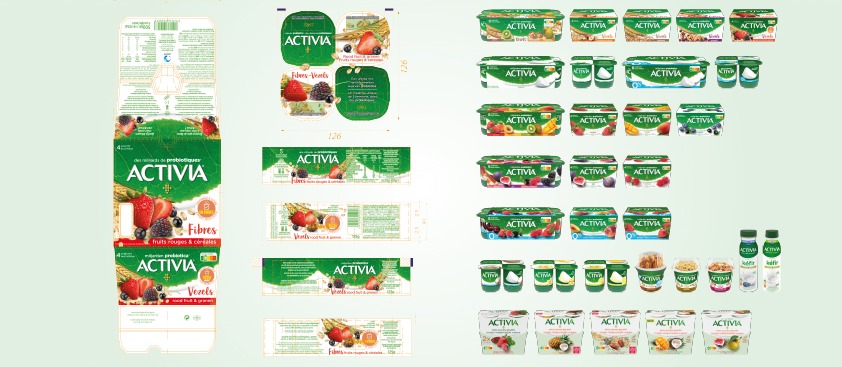 Gamme packaging complète Activia Belgique